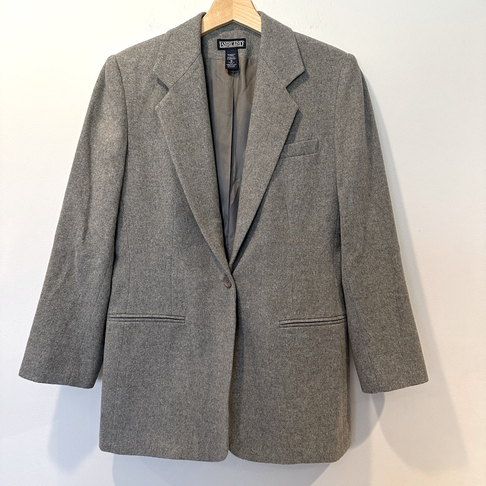 Lands'end Vintage Women's Wool Blazer in Gray